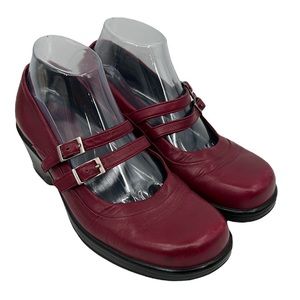 Dansko Mary Jane Heel Red or Burgundy Double Strap Leather Shoes Sz EU 39 US 9
